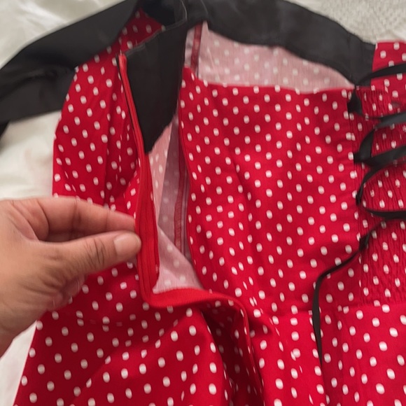 Red Polka Dot Strapless Dress - Picture 9 of 11
